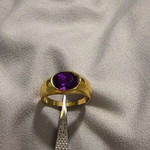 Costume Gold Ring with Purple Gemstone